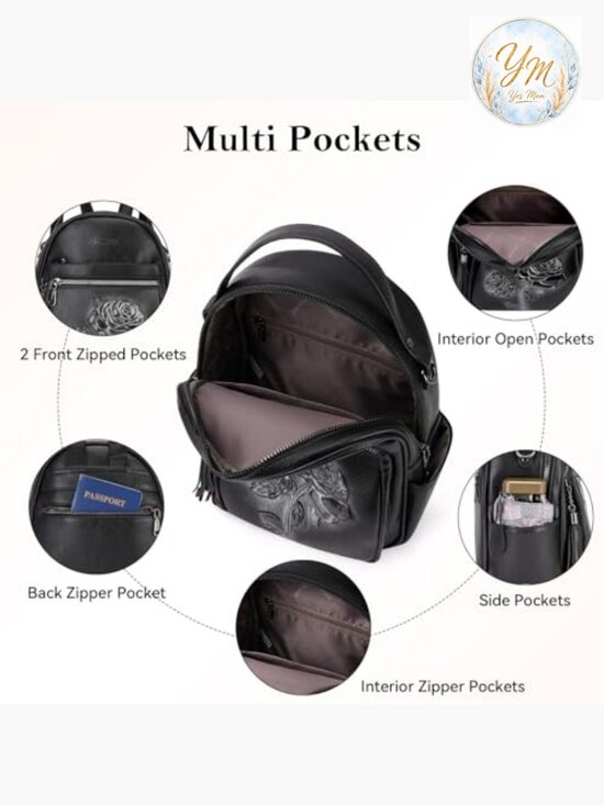 backpack purse mini multi pocket MATEIN for Women, Small Daypack, 2pcs Sets, Black-Beige The well 3 PCS Blue Women Fashion